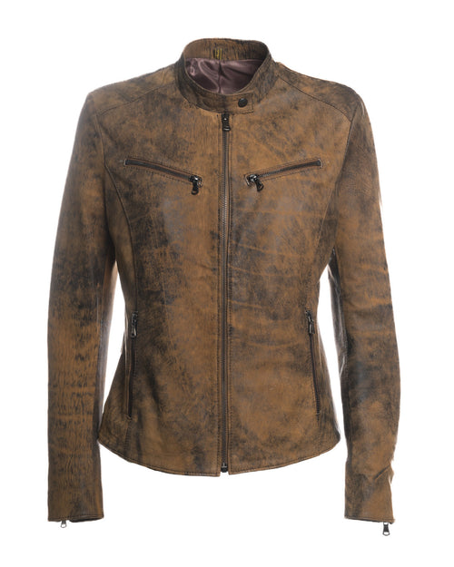 Zara - Giacca donna cuoio in vera pelle
