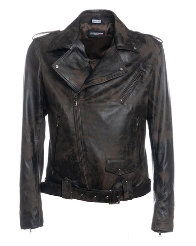 Chiodo Tre Tasche - Chiodo Uomo Testa di Moro Graffiato in vera pelle