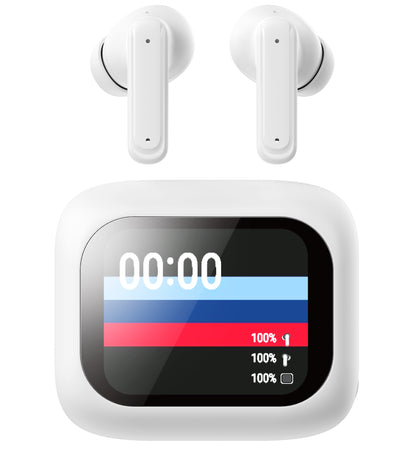 Cuffie Auricolari BT con Custodia Smart Touch Screen LCD Cancellazione Attiva del Rumore ANC