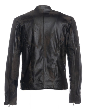U05 - Biker Uomo Testa di Moro Graffiato in vera pelle