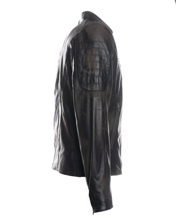 U05 - Biker Uomo Testa di Moro Graffiato in vera pelle