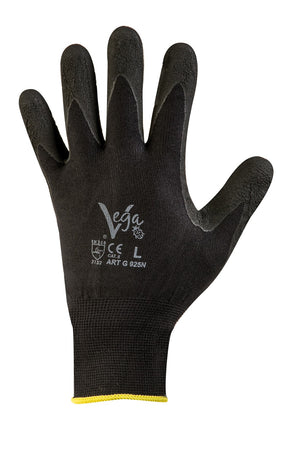 Guanti da lavoro G/925 supporto nylon nero + schiuma lattice