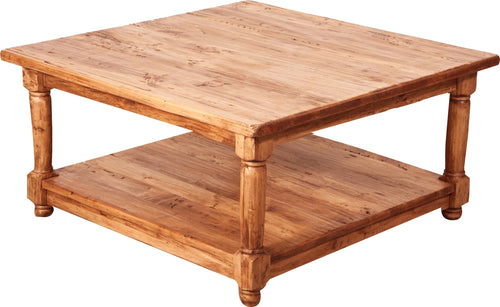 Biscottini Tavolino da fumo Country in legno massello di tiglio finitura naturale L90xPR90xH45 cm. Made in Italy