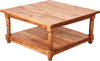 Biscottini Tavolino da fumo Country in legno massello di tiglio finitura naturale L90xPR90xH45 cm. Made in Italy