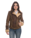 Alaska - Chiodo Donna Cuoio in vero montone Shearling Beige e in vera pelle