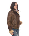 Alaska - Chiodo Donna Cuoio in vero montone Shearling Beige e in vera pelle