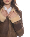 Alaska - Chiodo Donna Cuoio in vero montone Shearling Beige e in vera pelle