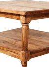 Biscottini Tavolino da fumo Country in legno massello di tiglio finitura naturale L90xPR90xH45 cm. Made in Italy