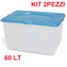 Kit 2pz Scatole Porta Tutto Porta Oggetti Plastica Trasparente 4Ruote 60x40 H33cm
