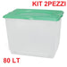 Kit 2pz Scatole Porta Tutto Porta Oggetti Plastica Trasparente 4Ruote 60x40 H45cm