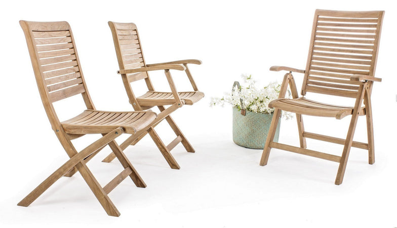 Sedia "Maryland" struttura in legno di Teak, pieghevole, per esterno da 44.5 cm
