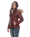 Giorgia - Piumino Donna Bordeaux in vera pelle