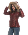Giorgia - Piumino Donna Bordeaux in vera pelle