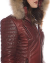 Giorgia - Piumino Donna Bordeaux in vera pelle