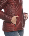 Giorgia - Piumino Donna Bordeaux in vera pelle