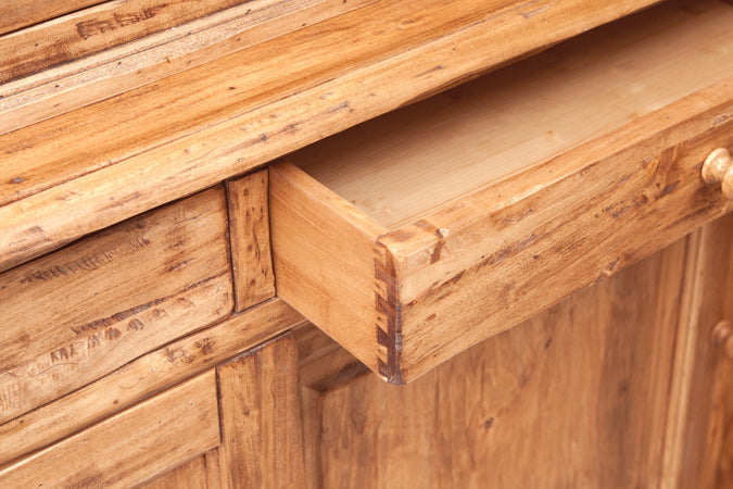 Biscottini Credenza Country Biscottini legno massello tiglio naturale 142x50x225 Made Italy