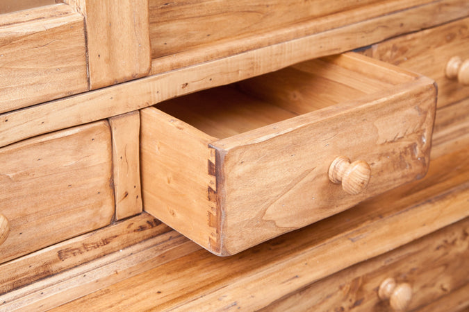 Biscottini Credenza Country Biscottini legno massello tiglio naturale 142x50x225 Made Italy