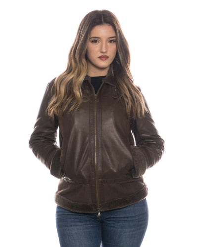 Matilde - Giacca Donna Testa di Moro in vero montone Shearling