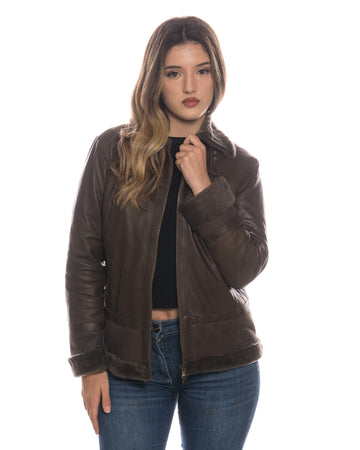 Matilde - Giacca Donna Testa di Moro in vero montone Shearling