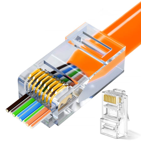 Confezione 100 Plug modulari RJ45 Passanti Cat6 UTP