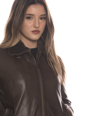 Matilde - Giacca Donna Testa di Moro in vero montone Shearling