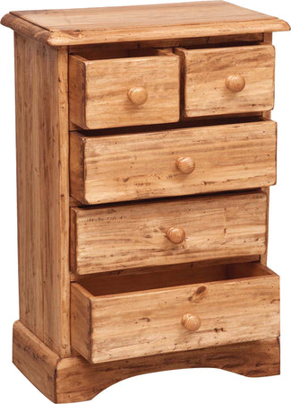 Biscottini Biscottini Comodino Country legno tiglio 5 cassetti 51x30x74 finitura naturale