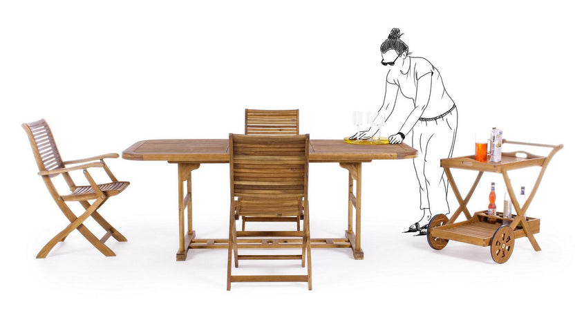 Carrello "Noemi" in legno di acacia con finitura ad olio h 76 cm