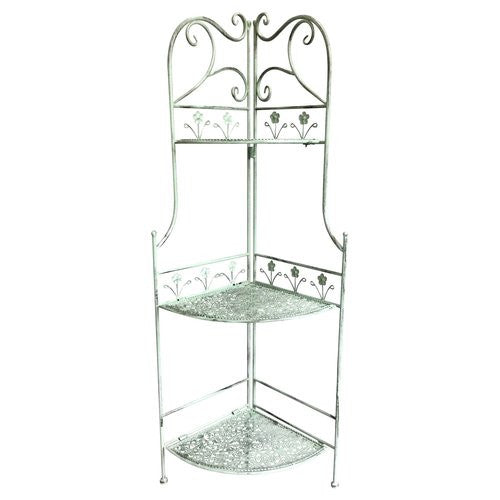 Porta piante Amicasa Angolare 3 Ripiani Verde salvia anticato