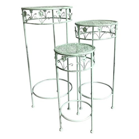 Set porta vasi piante Amicasa 3 supporti tondi Verde salvia anticato