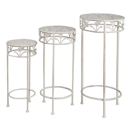 Set porta vasi piante Amicasa 3 supporti tondi Bianco anticato