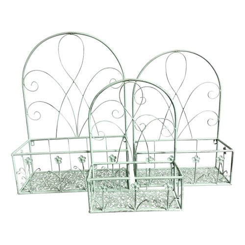 Balconiera Amicasa Set 3 pz con schiena Verde salvia anticato