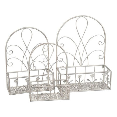 Balconiera Amicasa Set 3 pz con schiena Bianco anticato