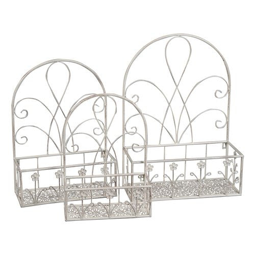 Balconiera Amicasa Set 3 pz con schiena Bianco anticato