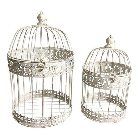 Gabbia uccelli Amicasa Set 2 pz Bianco anticato