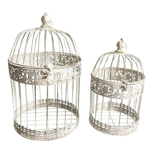 Gabbia uccelli Amicasa Set 2 pz Bianco anticato