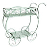 Porta piante Amicasa Carrellino con ruote Verde salvia anticato