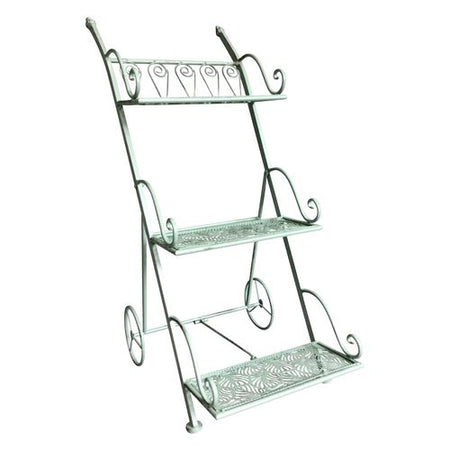 Porta piante Amicasa Carrello 3 Ripiani Verde salvia anticato