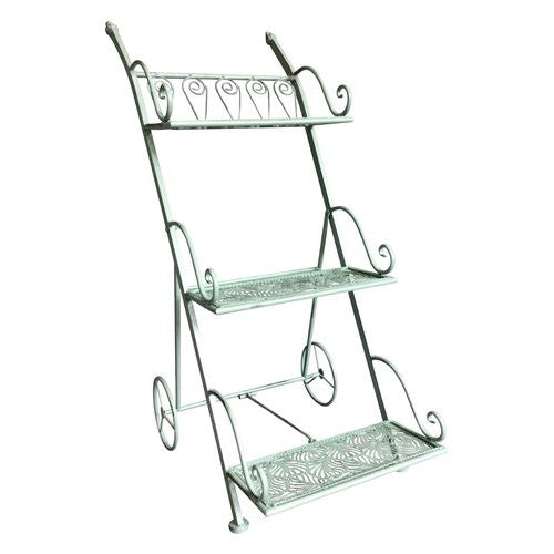 Porta piante Amicasa Carrello 3 Ripiani Verde salvia anticato