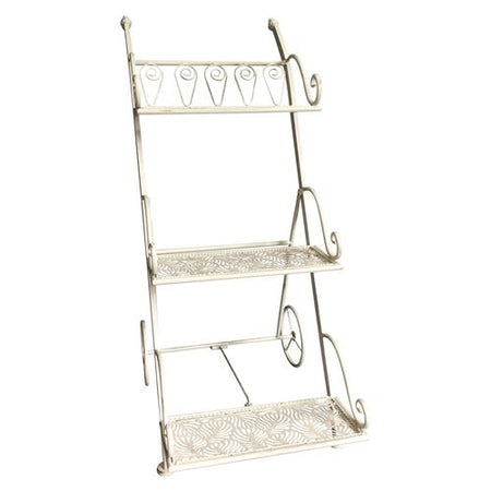 Porta piante Amicasa Carrello 3 Ripiani Bianco anticato