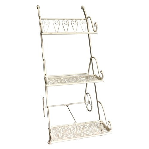 Porta piante Amicasa Carrello 3 Ripiani Bianco anticato