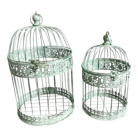 Gabbia uccelli Amicasa Set 2 pz Verde salvia anticato