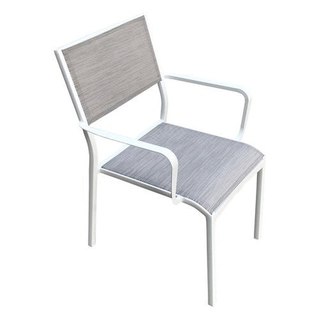 Sedia con braccioli Amicasa CAROL Bianco opaco e Grigio chiaro