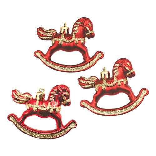 Decoro Pre Qu' Italia B5285 Set 3 Cavallini Dondolo rosso glitter Asso