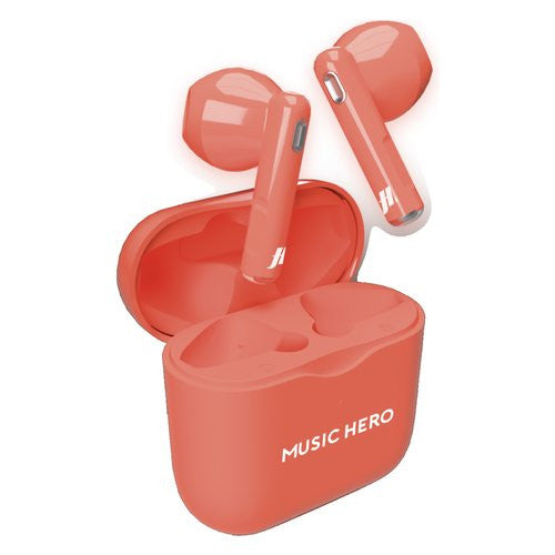Auricolari microfono bluetooth Sbs MHTWSFLUOR MUSIC HERO Tws fluo Red