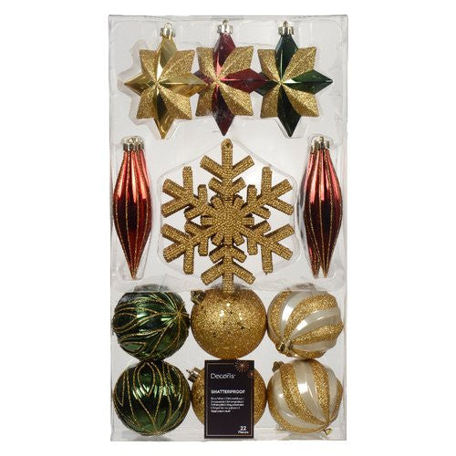 Palline albero Kaemingk 021127 Mixbox sfere e soggetti Red gold