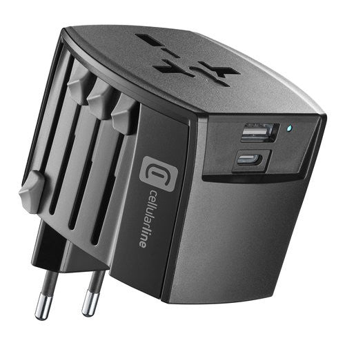 Adattatore da viaggio Cellular Line WTACHARGER20WK Nero