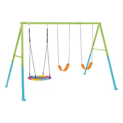 Altalena Intex 44133 2 posti + dondolo a nido Azzurro e Verde