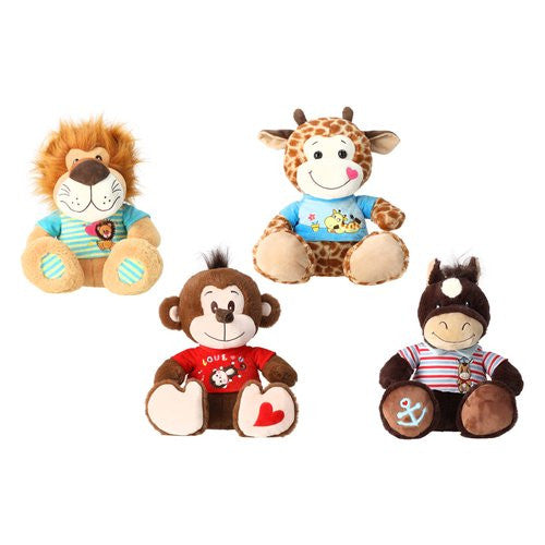 Peluche Globo 83439 PELUX Animale seduto con t-shirt Assortito