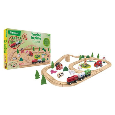 Pista treno Globo 42401 SIR WOOD Legno 47 pz Multicolor