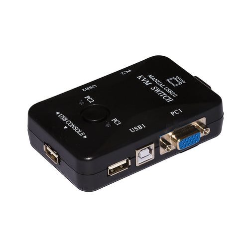 SWITCH KVM MANUALE PER 2 PC USB/VGA CON 1 MOUSE, 1 TASTIERA USB E 1 MONITOR VGA CON CAVI INCLUSI